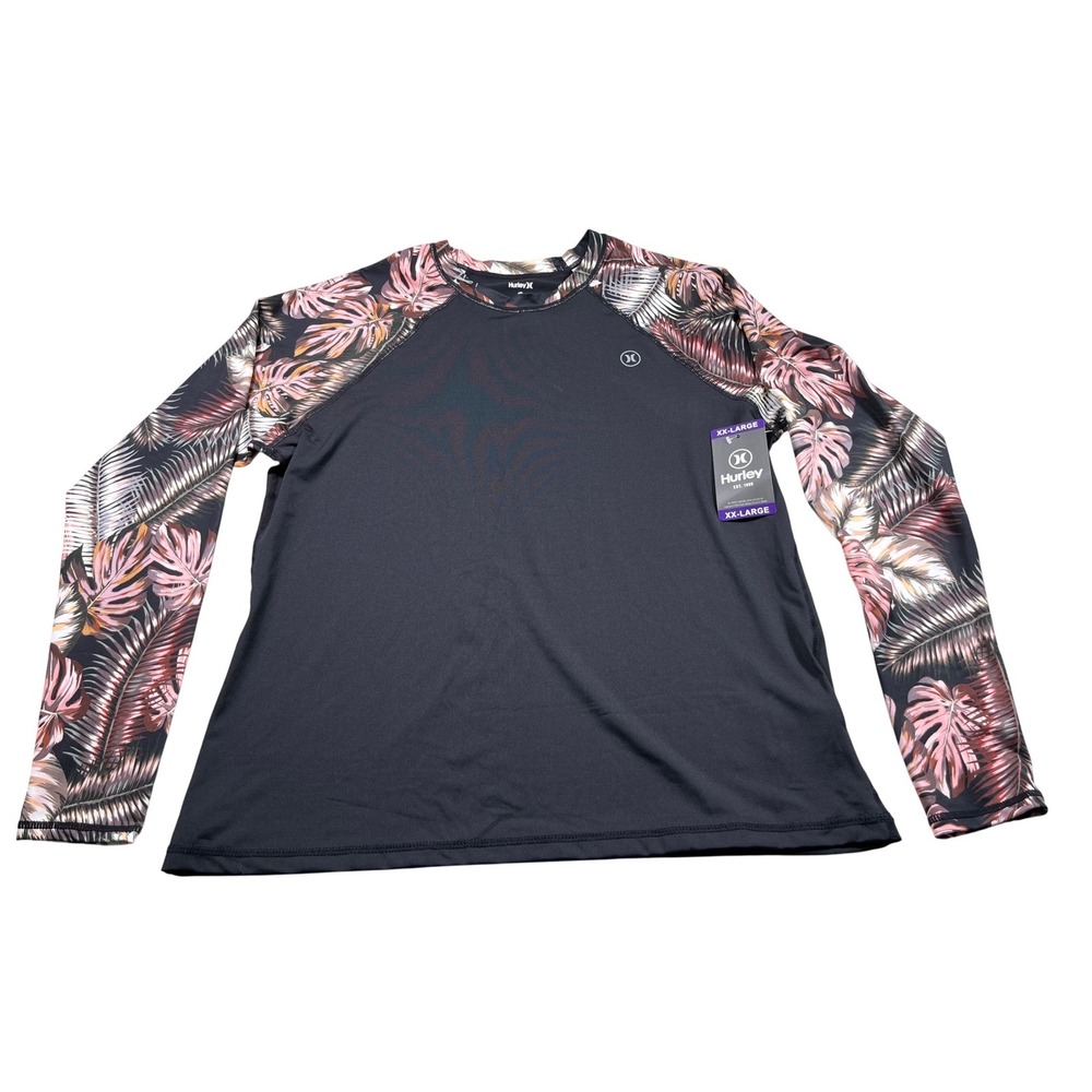 NWT Hurley Rash Guard Women's XXL Tropical Floral Long Sleeve Swim Surf Top